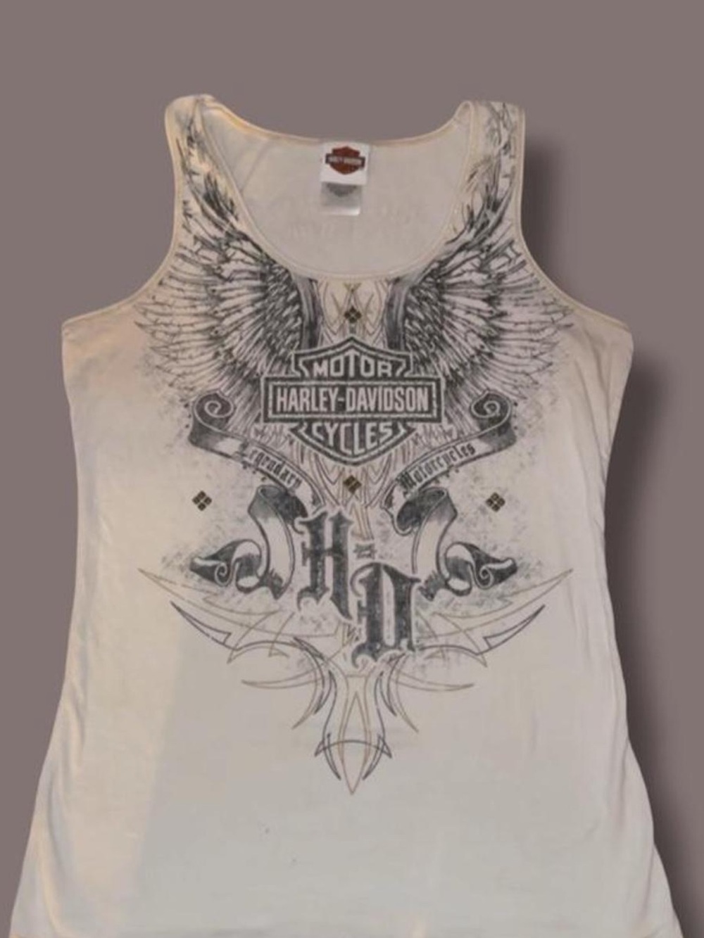 Harley-Davidson White Graphic Winged Logo Tank Top